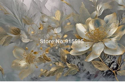 Wallpaper Luxury Creative Home Decoration 3D Stereoscopic Embossed Golden Flowers Wall Mural Paper Bedroom Living Room Backdrop