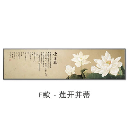 New Chinese Zen Flower and Bird Bedhead Painting Living Room Decoration Painting Sofa Background Wall Mural Painting Home Decor