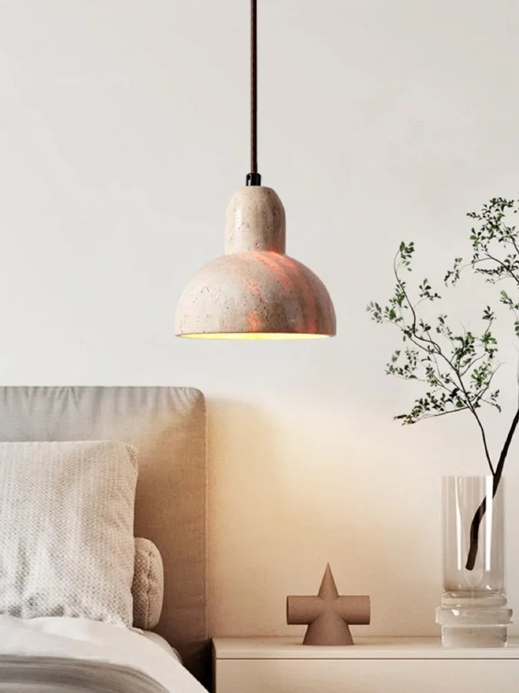 Yellow cave stone wabi-Sabi wind bedroom bedside chandelier Creative cream style homestayretro medieval restaurant small chandel
