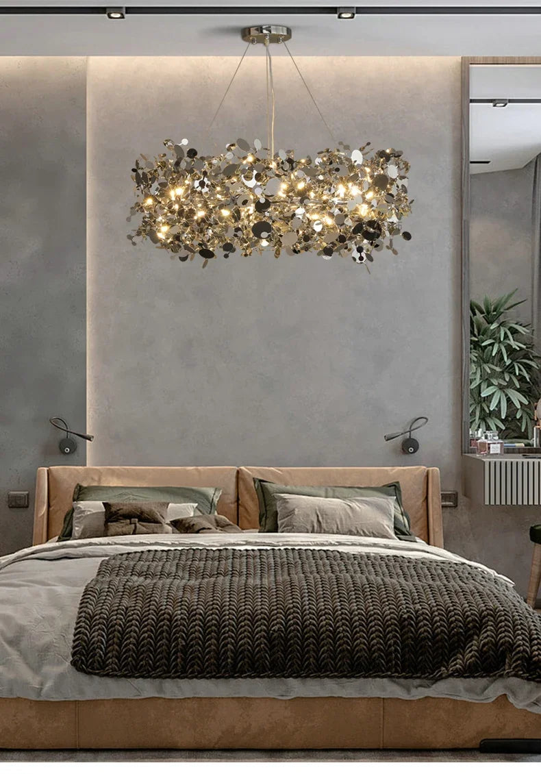 New Stainless Steel Chandelier Post -modern Shallow Luxury Living Room Restaurant Chandelier Gold/chromium Plating Chandelier