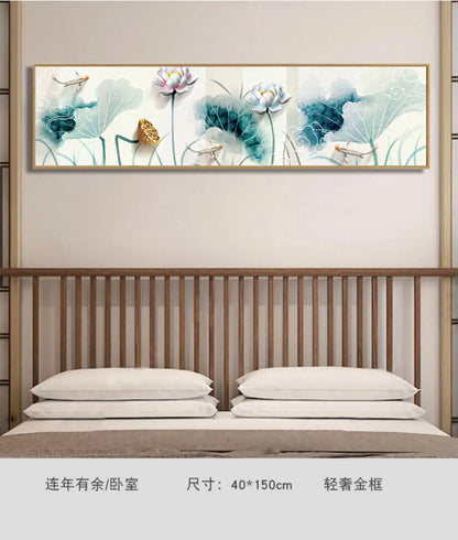 New Chinese Zen Flower and Bird Bedhead Painting Living Room Decoration Painting Sofa Background Wall Mural Painting Home Decor