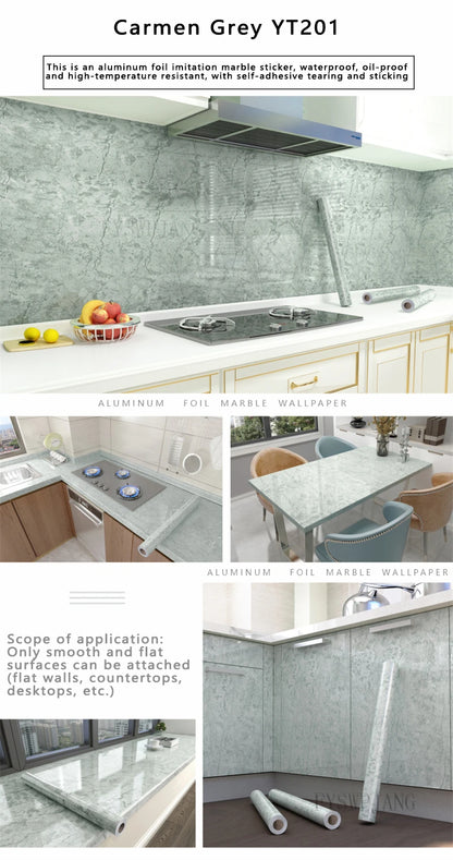 40cm Width Marble Self Adhesive Wallpaper Vinyl Wall Stickers Waterproof Contact Paper For Kitchen Decorative Film Home Decor