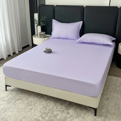 Solid Color Fitted Sheet with 2 Pillowcase Hotel Luxury Deep Pocket Sheet Soft Microfiber Breathable & Comfy Bed Sheet Set, Twin