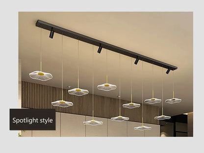 LED Restaurant Chandelier Hanging Pendant Light for Company Hotel Front Desk Lighting Spotlight Lotus Leaf Dining Table Fixtures