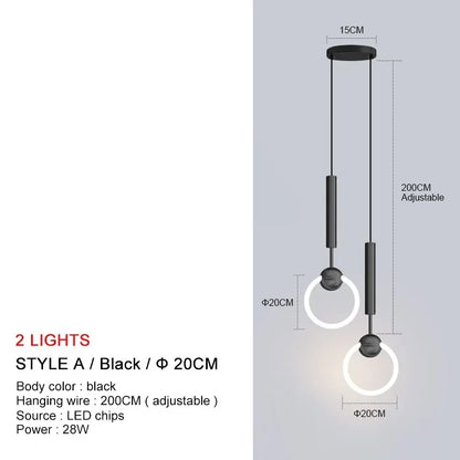 Nordic Luxury LED Chandelier Dining Room Kitchen Fixtures Decor Restaurant Pendant Lights Bedroom Bar Black Gold Hanging Lamp