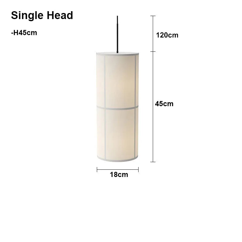 Designer Menu Hashira Cluster Pendant Light Vintage Cloth Lampshade Hanging Lamp Dining Room Minimalist Cylindrical Chandelier