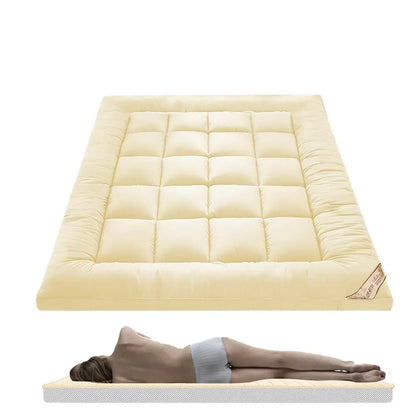 Soft Filling Mattress Pad Soft Down Velvet Tatami Mats Mattress Fluffy and Breathable Relieve Body Stress Soft Cushion Anti-Slip