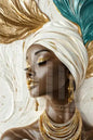 Elegant African Black Woman Wall Art Posters Print Luxury Gold Lip Gloss Gold Foil Turban Canvas Painting Living Room Home Decor