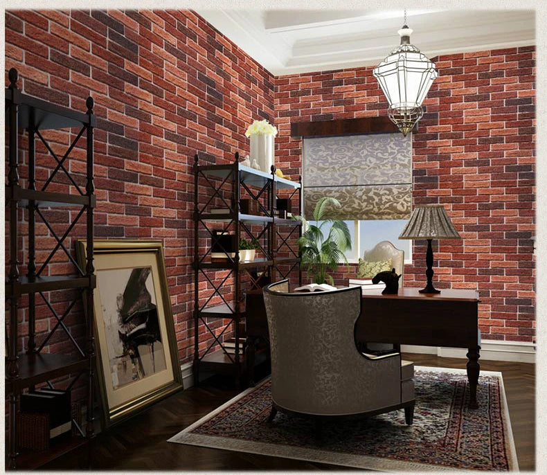 Red Brick Moisture-Proof Waterproof Renovation Sticker PVC Self-Adhesive Room Decoration Bedroom Study Background Wall Wallpaper