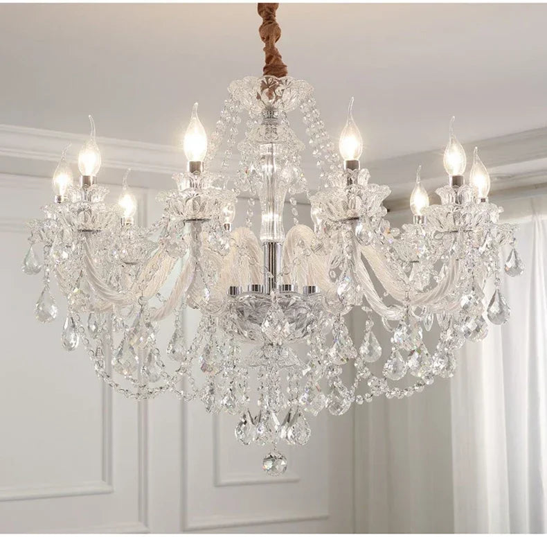 Luxury Home Crystal Chandeliers Villa Lighting for Living Room Decorate Ceiling Pendant Lamps Indoor Hanging Led Lights Fixture