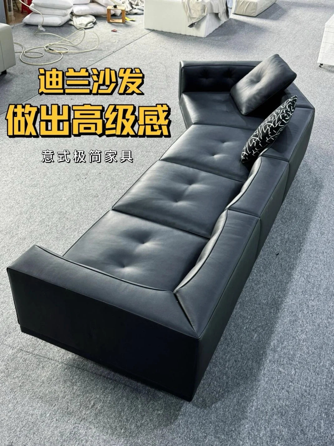 Large Nordic Italian Sofa Luxury Beige Leather Designer Modern Double Couch Living Room Chaise Canape Salon Home Furniture