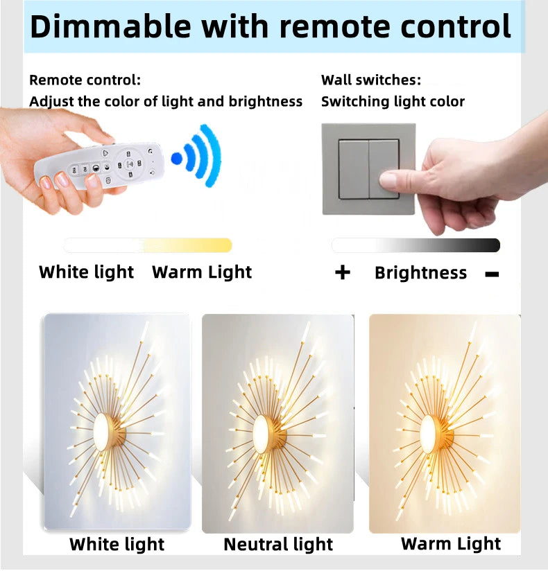 Led Firework Chandelier Dimmable For Living Room Bedroom Milk Yellow Ceiling Chandelier Dining Room LED Ceiling Lamp With Remote