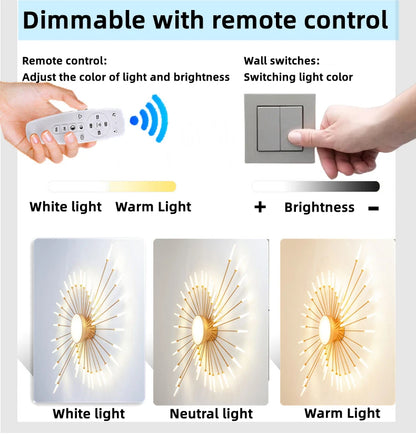 Led Firework Chandelier Dimmable For Living Room Bedroom Milk Yellow Ceiling Chandelier Dining Room LED Ceiling Lamp With Remote