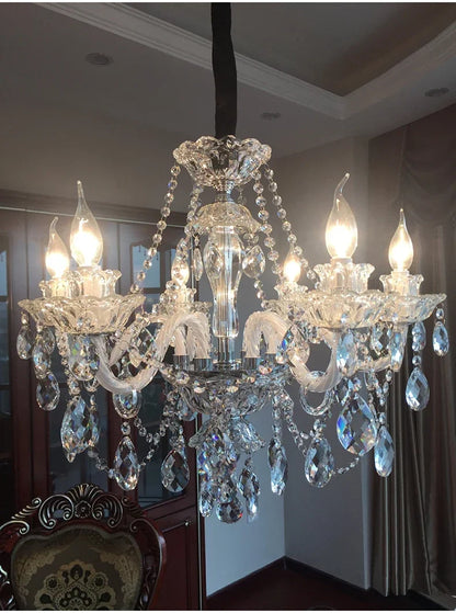 Luxury Home Crystal Chandeliers Villa Lighting for Living Room Decorate Ceiling Pendant Lamps Indoor Hanging Led Lights Fixture