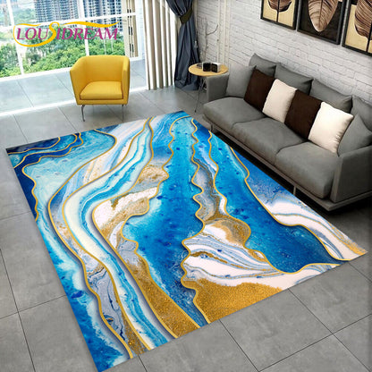 3D Colour Gold Nordic Marble Splendid Area Rug,Carpet for Home Living Room Bedroom Sofa Doormat Kitchen Decor,Non-slip Floor Mat