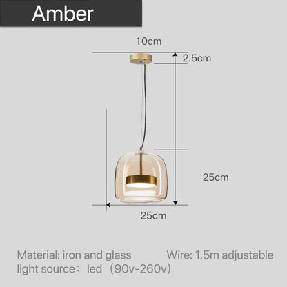 Glass LED Pendant Light for Kitchen, Restaurant, Hanging Lamp, Modern Bedroom, Bedside Shop Decoration, Ceiling Chandeliers, Lustres Decor