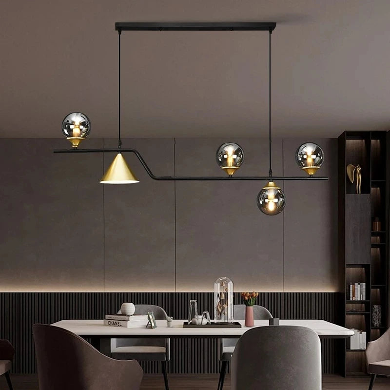 Nordic Black LED Chandelier For Living Room Kitchen Modern Home Indoor Ceiling Lighting Fixtures Glass Ball E14 Hanging Lamps