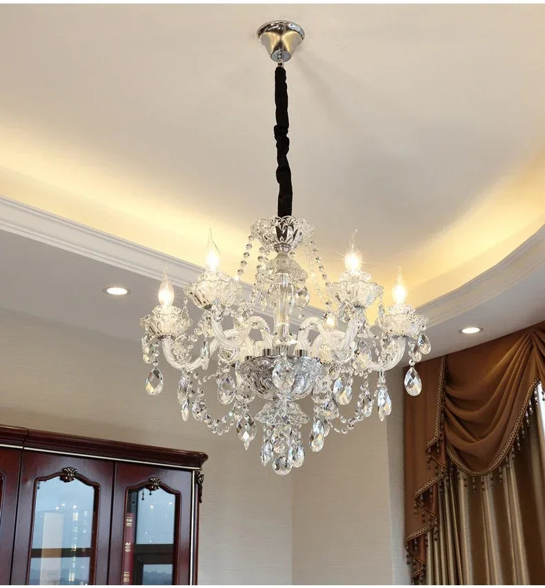 Luxury Home Crystal Chandeliers Villa Lighting for Living Room Decorate Ceiling Pendant Lamps Indoor Hanging Led Lights Fixture