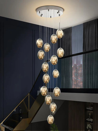 Modern Led Chandelier Glass Ball Dimmable for Staircase Living Room Pendant Lamps Home Decor Lighting Suspension Design Lusters