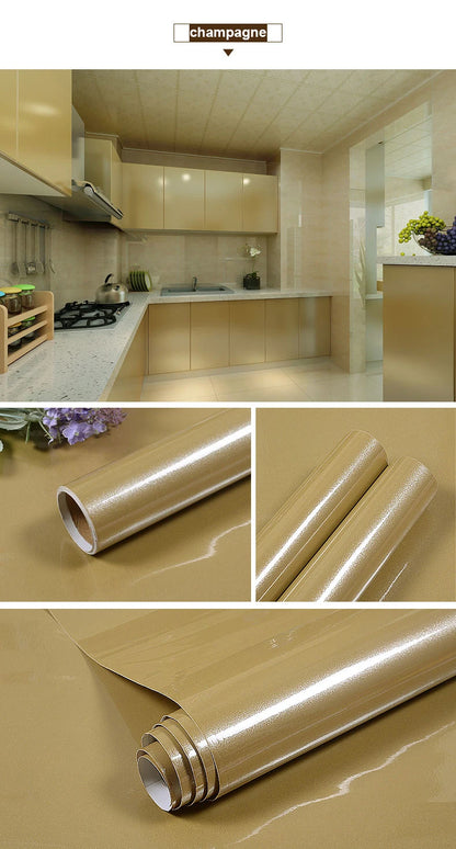 PVC Waterproof Oil-Proof Wallpaper White Self-Adhesive Kitchen Cabinet Table Top Old Furniture Renovation Color Change Stickers