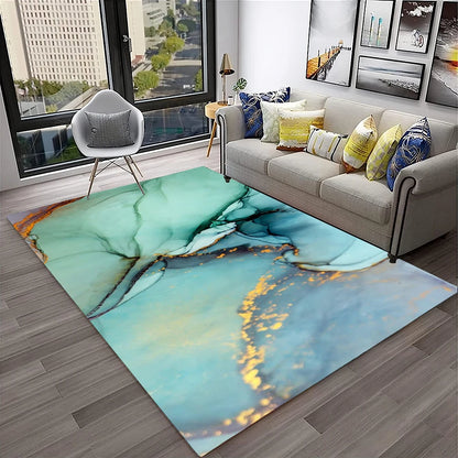 Luxurious Black Green Gold Colour Marble 3D Carpet Rug for Home Living Room Sofa Doormat Decor,kids Area Rug Non-slip Floor Mat