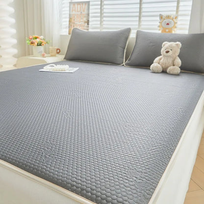 1pc Student Family Dormitory Mattress Summer Breathable Thin Foldable Non slip Soft Cushion Dark Grey Quilted Design