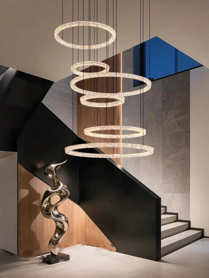 Modern ring stairs led lights pendant light lamps for living room led Chandeliers for dining room hanging light indoor lighting