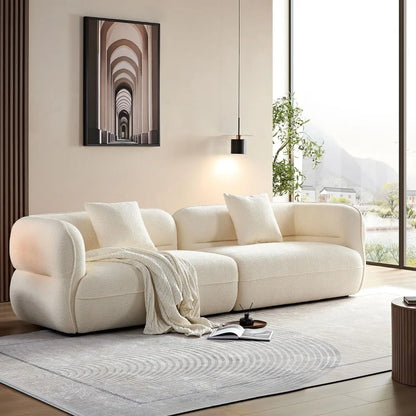 135"Curved Sectional Sofa,Modern Boucle Fabric Upholstered Modular Couch Oversized 6-Seat Sofa for Living Room,Bedroom,Apartment