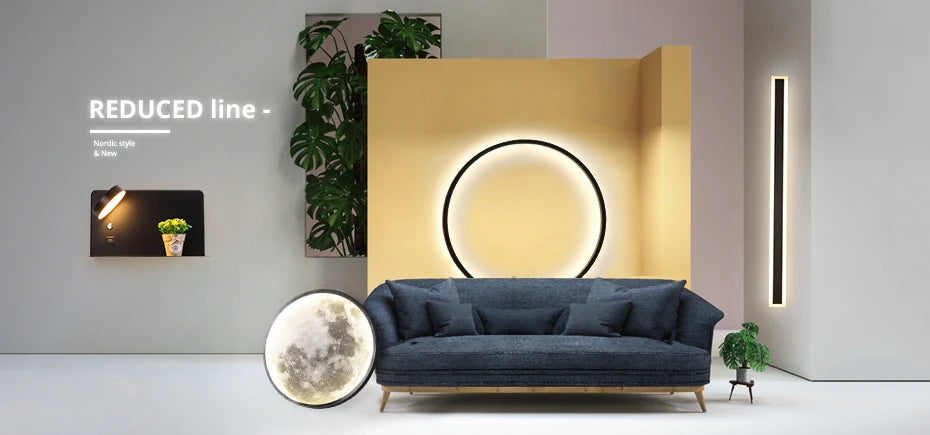 Simple Circle Background Decoration Lamps New Modern LED Wall Lights Living Room Bedroom Bedside Aisle Corridor Indoor Lighting