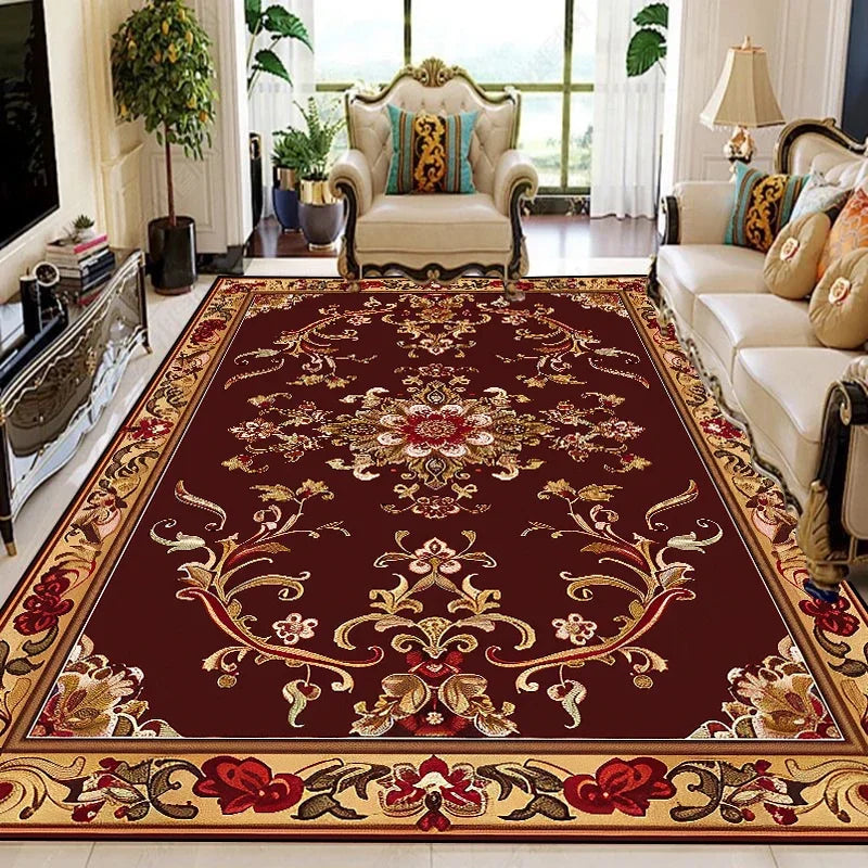 European Retro Floral Large Carpet for Living Room Luxury Decoration Rug 200x300 cm Non-slip Bedroom Cloakroom Washable Soft Mat