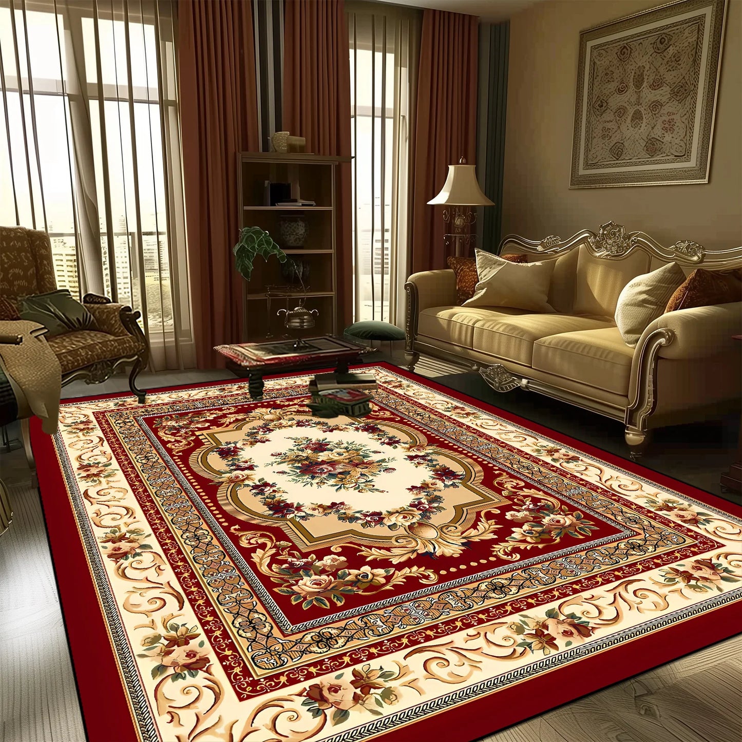 European Style Large Size Carpets for Living Room Decorative Household Rug for Bed Room Washable Non-slip Floor Mat Customizable
