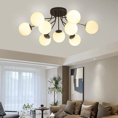 Nordic Milk White Glass Chandel Ceiling Lights for Living Room Bedroom LED Chandelier Kitchen Light Black Lighting Light Fixture