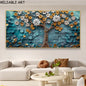 Abstract 3D Bule Flower Tree Poster and Prints Modern Canvas Painting Wall Art Pictures for Living Room Home Decor No Frame