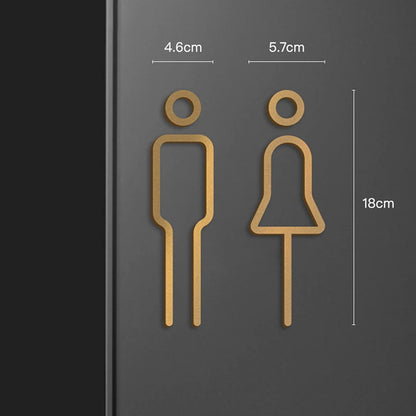 Black Gold Color Toilet Sign Plate Brass Wash Room Door Wall Label Sticker Wc Holder Signage Board