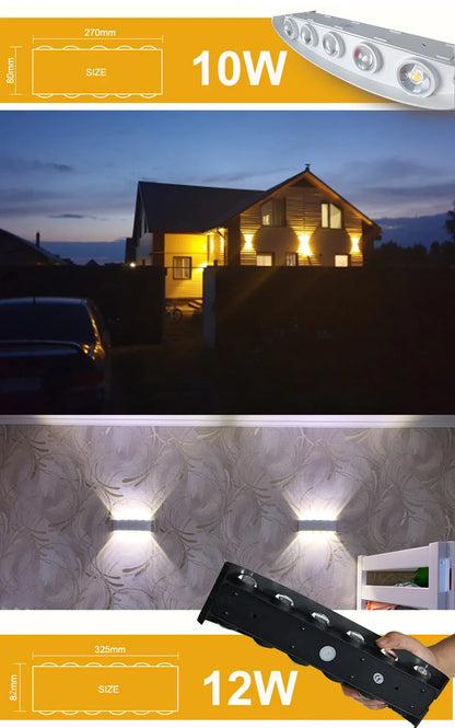 Aluminum LED Wall Lamp Waterproof IP65 Outdoor Garden Lights 8W 12W Interior Wall Light for Bedroom Living Room Stairs Lighting
