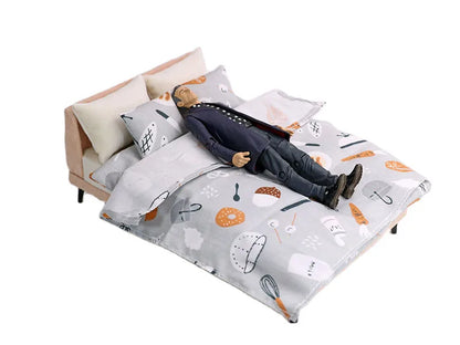 1:12 Dollhouse Miniature Furniture Modern Bedroom Bed /W Pillows Fabric Bed OB11 Toy
