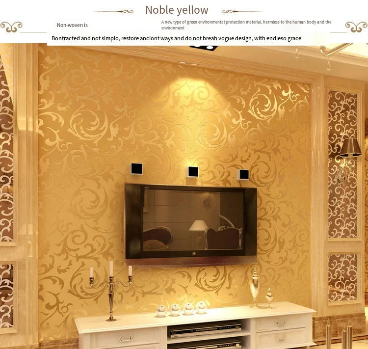 53cm European Style Acanthus Leaf Non-self-adhesive 3D Bedroom Living Room TV Background Wall Non-woven Hook Flower Wallpaper