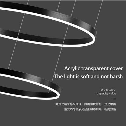 Modern LED pendant lights suitable for bedrooms, living rooms, and dining rooms. Circular ceiling chandelier, home lighting.