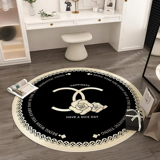VIKAMA Light Luxury Carpet Round Game Living Room Computer Bedroom Chair Floor Mats Basket Gaming Video Carpet Home Decoration