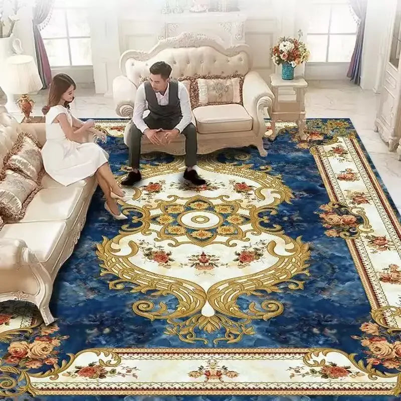 European Red Luxury Carpet Large Living Room Decoration Home Rugs Soft Comfortable Lounge Rug Anti Slip Washable Bedroom Mat