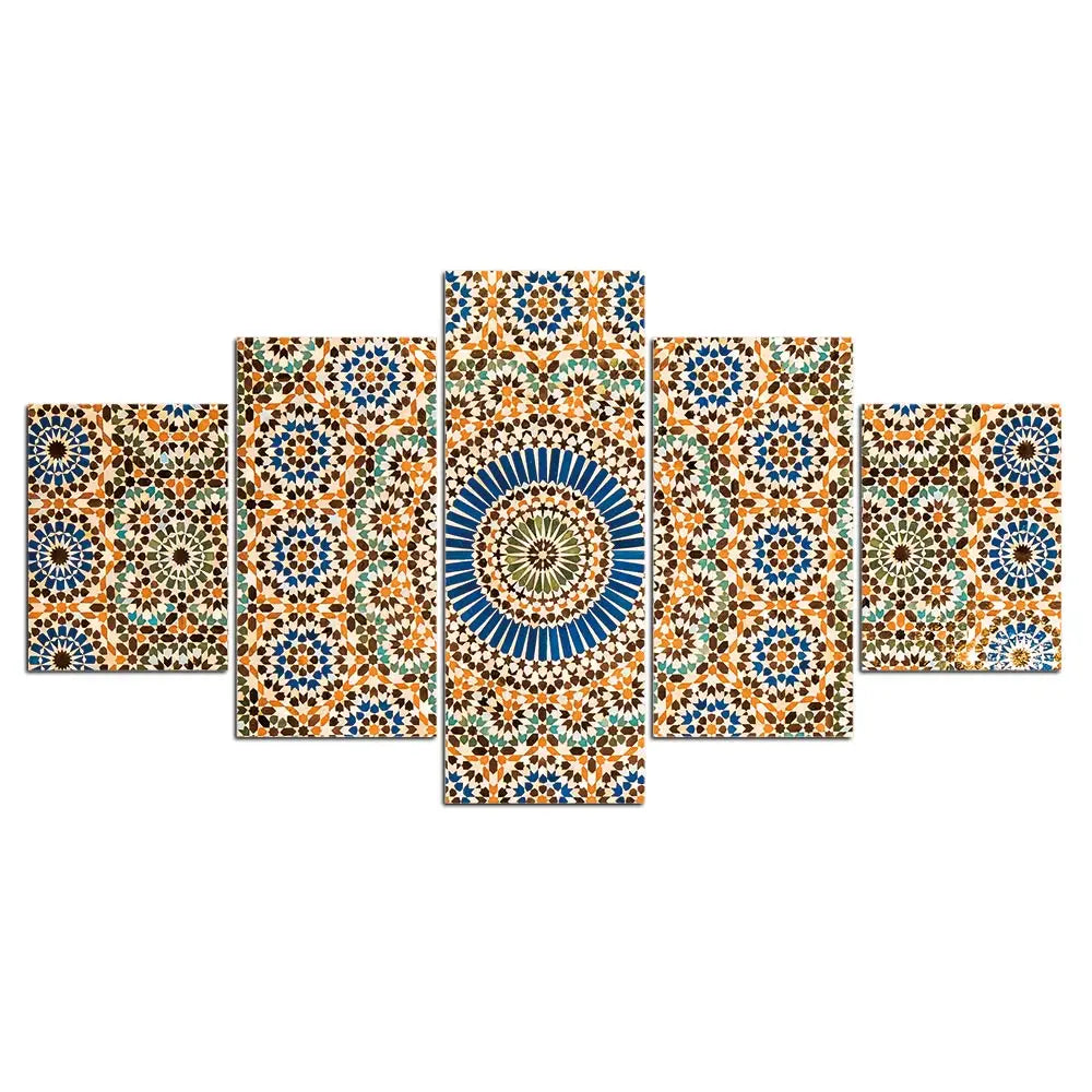 5 Panel The Quran Islamic Calligraphy Canvas Painting Motto Mosque Posters Prints Wall Art Canvas Printed Pictures Home Decor