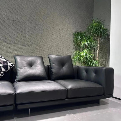 Large Nordic Italian Sofa Luxury Beige Leather Designer Modern Double Couch Living Room Chaise Canape Salon Home Furniture