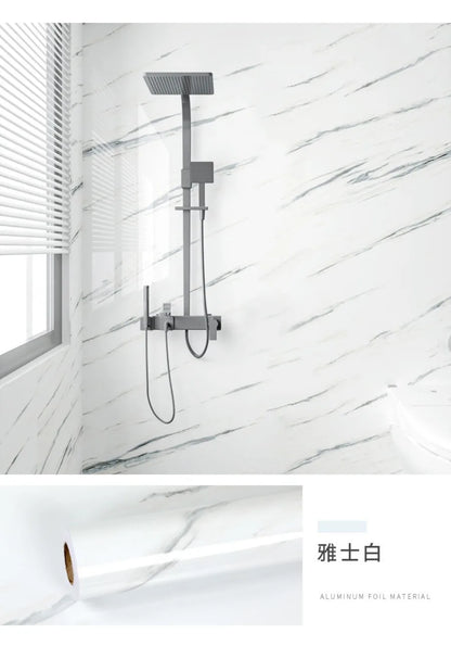 Foil Marble Self Adhesive Waterproof Wallpaper for Bathroom Wall Deocr Kitchen Oil Peoof High Temperature Resistance Stickers