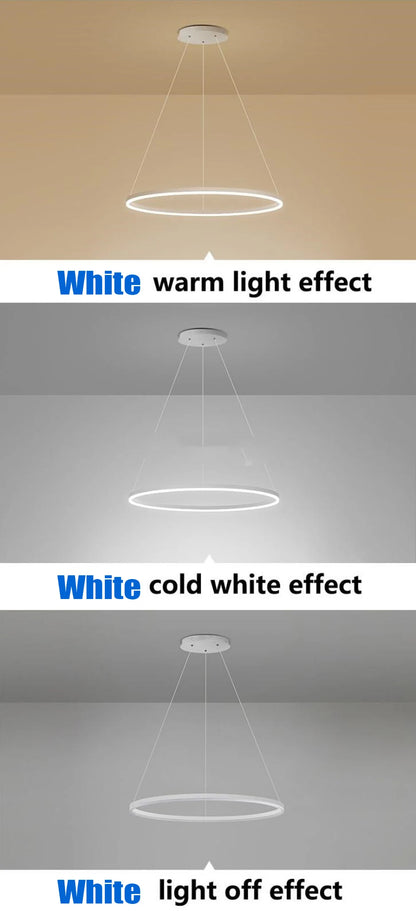 Modern LED pendant lights suitable for bedrooms, living rooms, and dining rooms. Circular ceiling chandelier, home lighting.