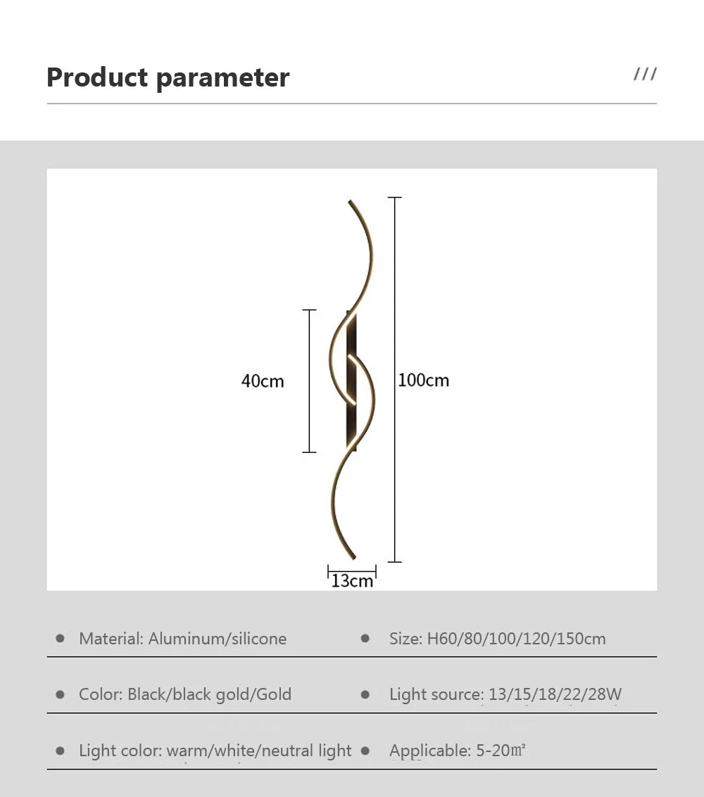 LED Wall Lamp 60/80/100CM Smart Remote Control Adjustable Color Temperature Brightness Bedroom Bedside Living Room Wall Sconces