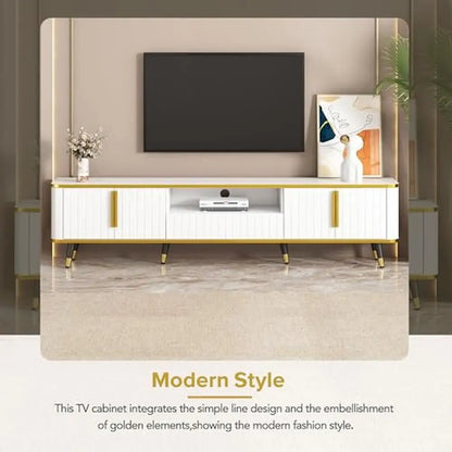 TV Stand Cabinets Drawers Entertainment Center Luxury Minimalism Practical Up to 85" Shelf Open Storage Circu Connect Power