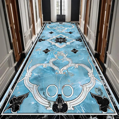 Luxury Black Golden Long Corridor Carpet Hall Runner Decor Non-slip Washable Stairway Rugs European Aisle Floor Mat Customizable
