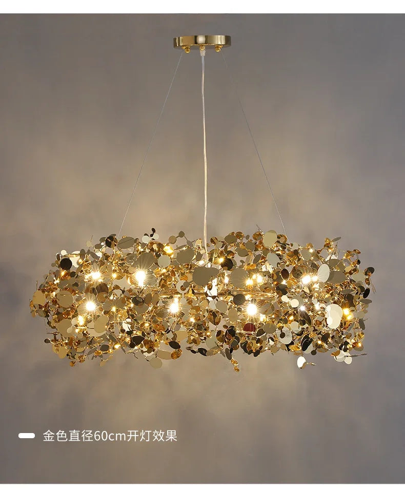 New Stainless Steel Chandelier Post -modern Shallow Luxury Living Room Restaurant Chandelier Gold/chromium Plating Chandelier