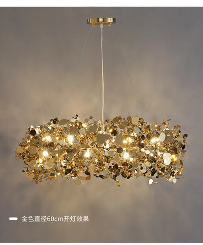 New Stainless Steel Chandelier Post -modern Shallow Luxury Living Room Restaurant Chandelier Gold/chromium Plating Chandelier