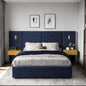 Luxury Bed Frame with Built-in Gold LED Lights and Nightstands, King Size Platform Bed with Oversize Upholstered Headboard